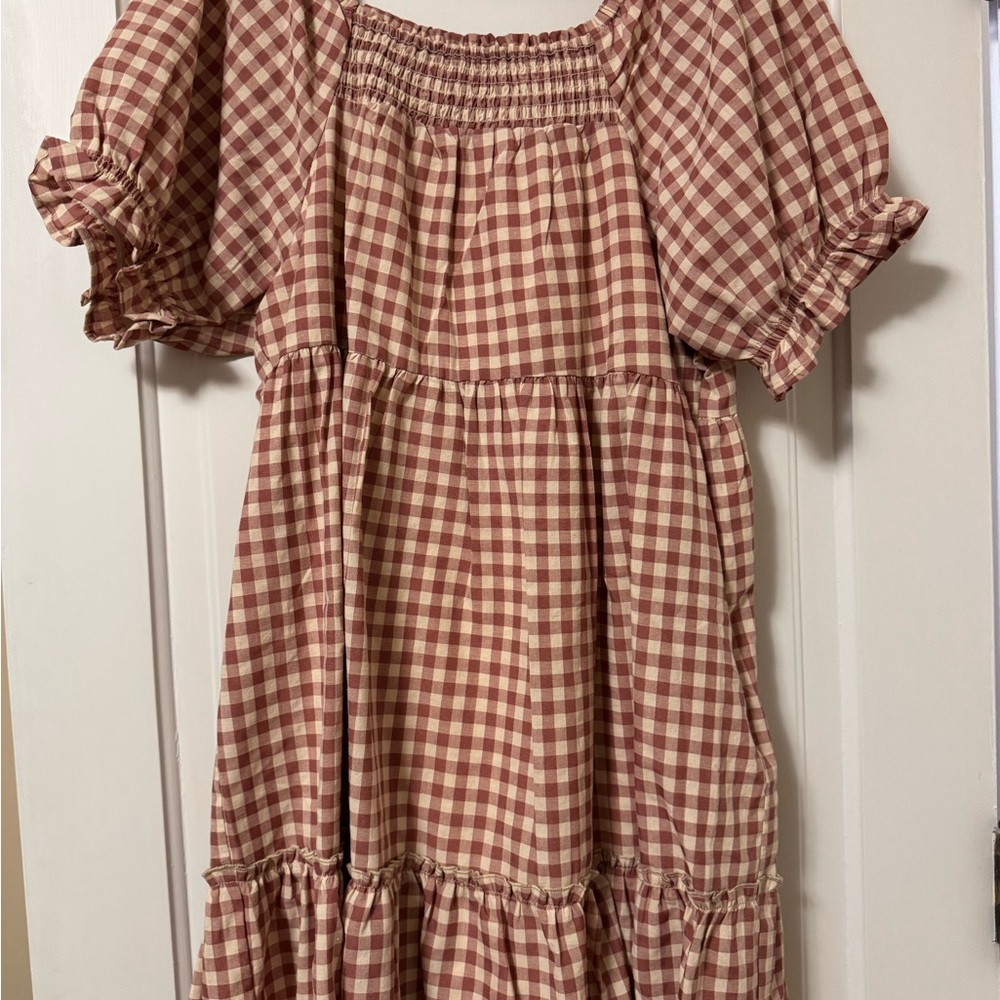 In Bloom Kids Dress in Pink and White Checkered